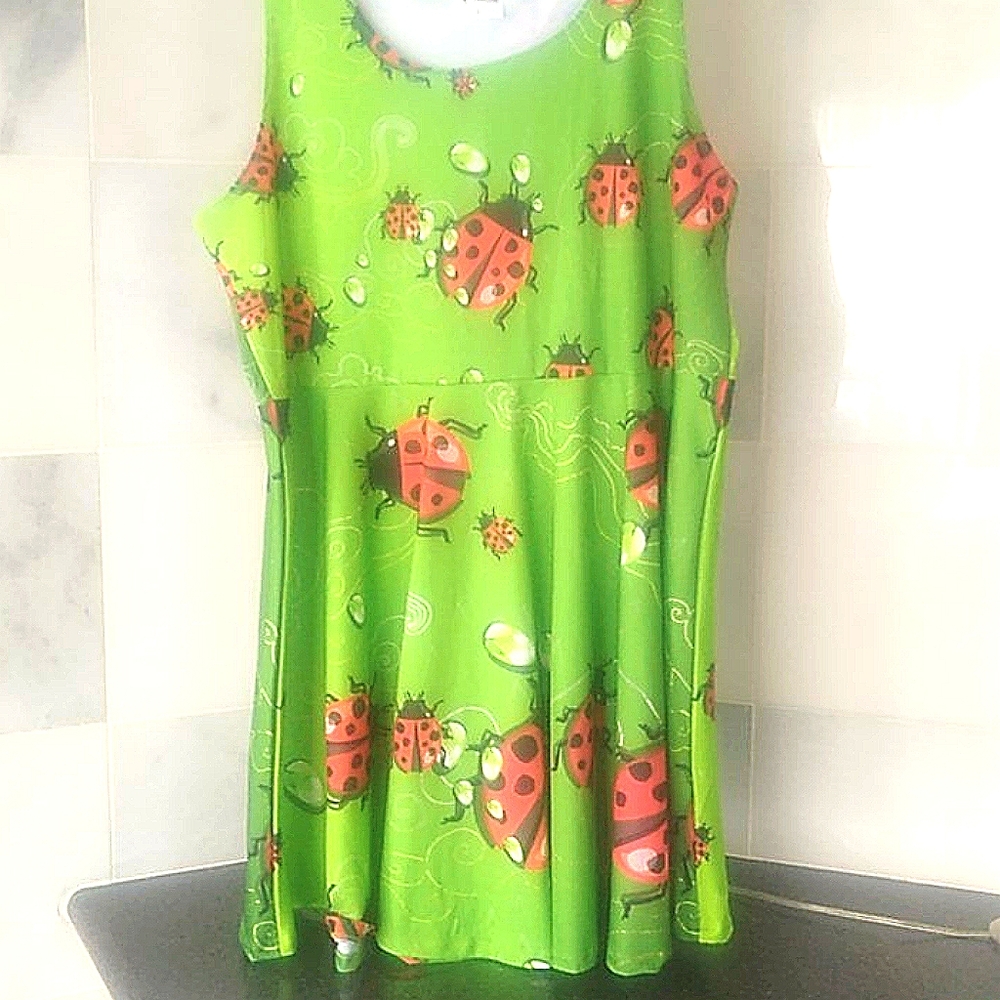 5X Ladybug Dress COWCOW  Women's Green